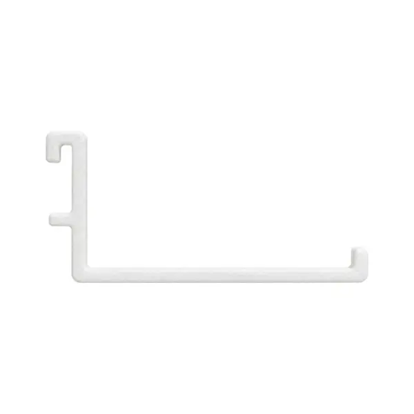 Gancho de 90 mm · Compatible con SKADIS — pieza individual blanca, vista de estudio