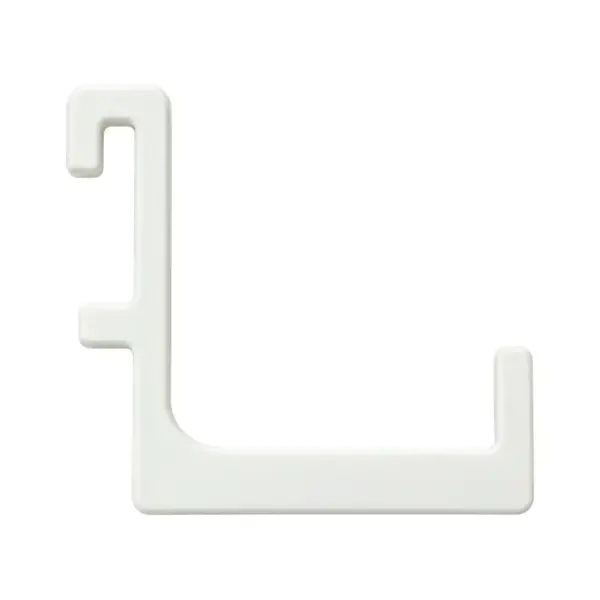 Gancho reforzado de 45 mm · Compatible con SKADIS — pieza individual blanca, vista de estudio